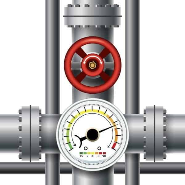 Gas pipe valve, pressure meter