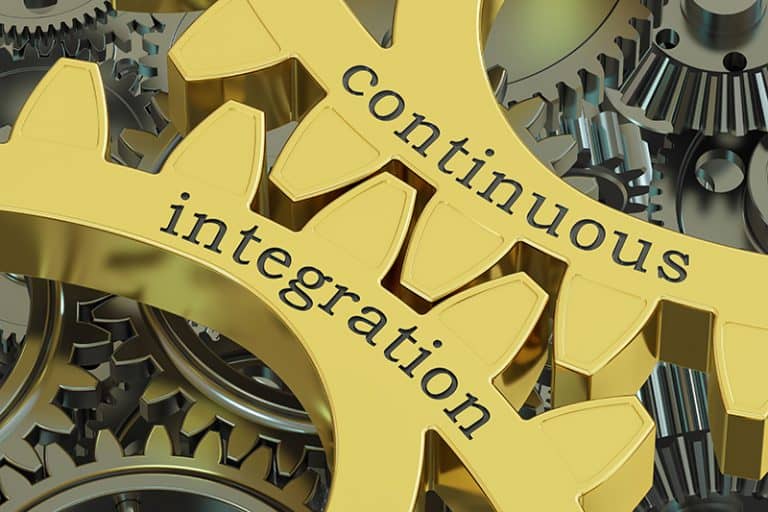 continuous integration concept on the gearwheels 3D rendering