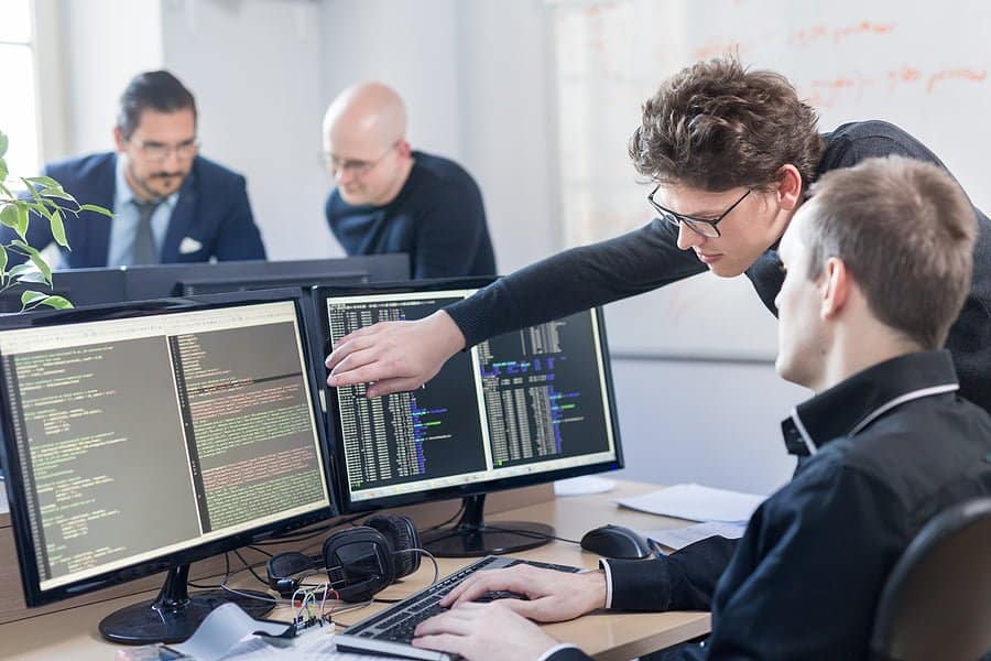 programmers working on software development 