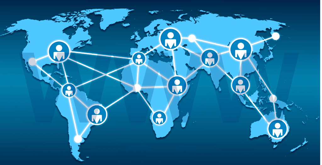 people icons on a map representing benefits of network managed services