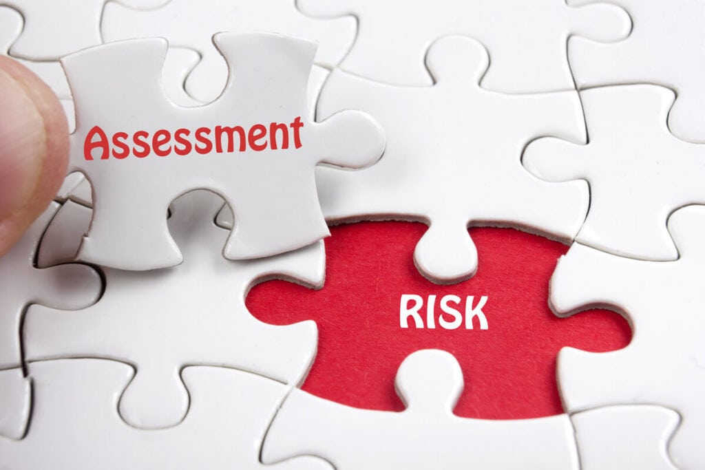 Puzzle pieces representing risk assessment and management.
